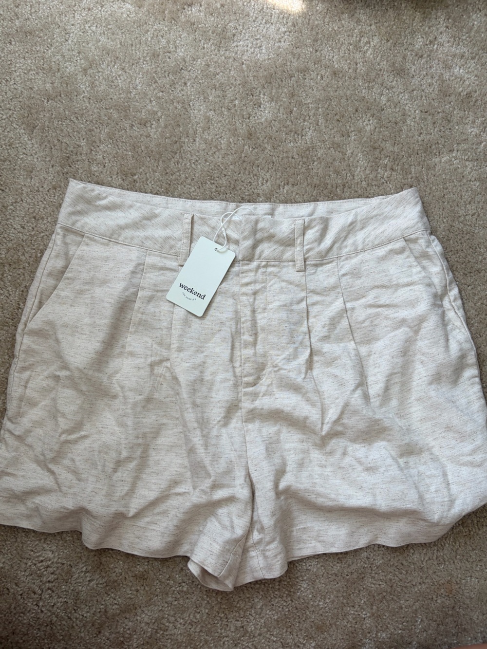 Cream Linen-Blend Women’s Shorts